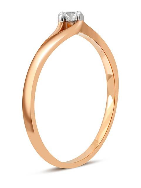Помолвочное кольцо из красного золота с бриллиантом (045487)
