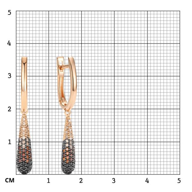 Серьги из красного золота с цветными бриллиантами (064479)