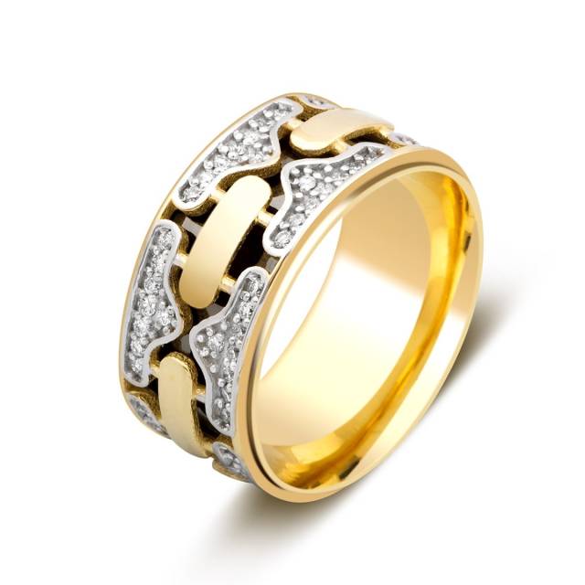 Обручальное кольцо из комбинированного золота с бриллиантами (024456)