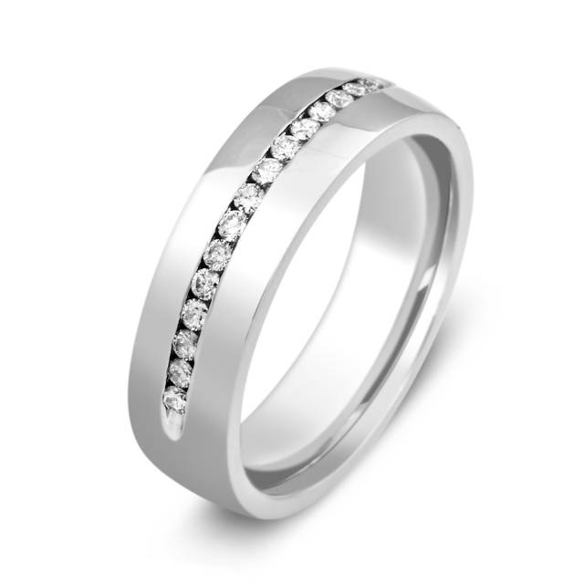 Обручальное кольцо с бриллиантами из белого золота (014426)