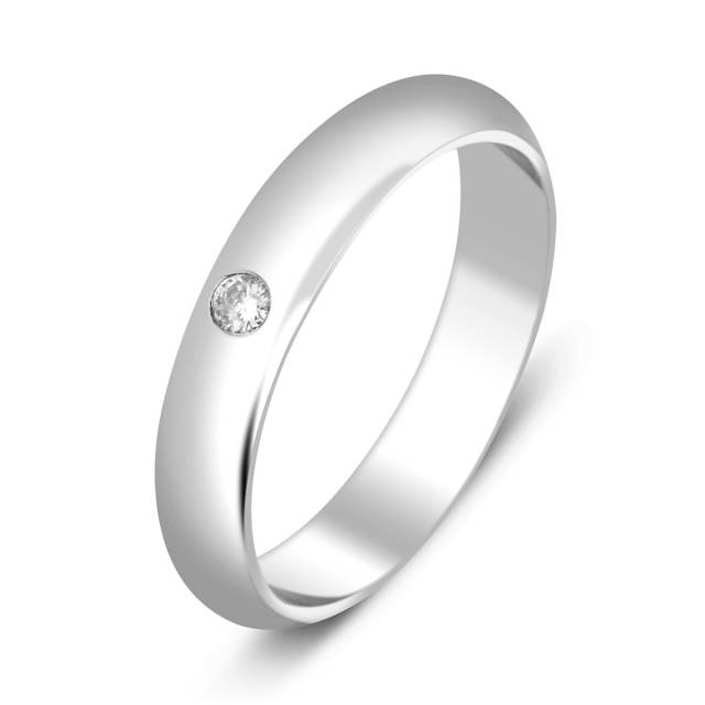 Обручальное кольцо из платины с бриллиантом (002064)