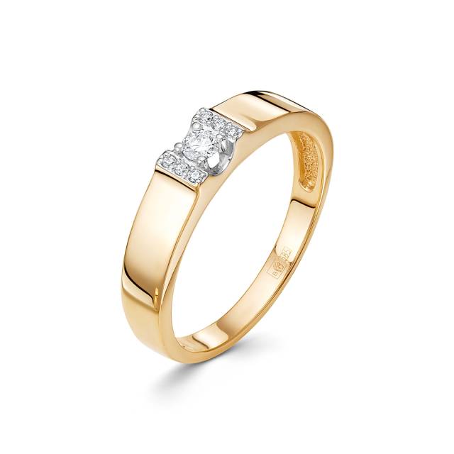 Помолвочное кольцо из красного золота с бриллиантами (047459)