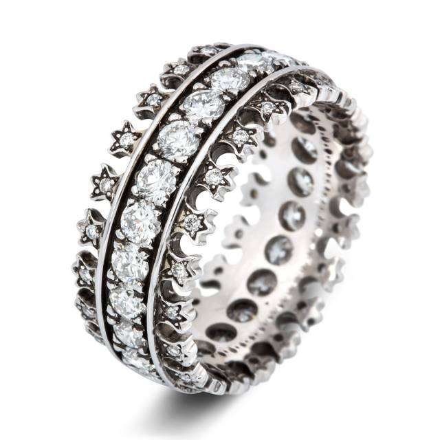 Обручальное  кольцо из белого золота с бриллиантами (003893)