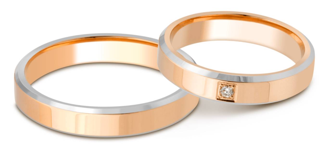 Обручальное кольцо из комбинированного золота с бриллиантом (028787)