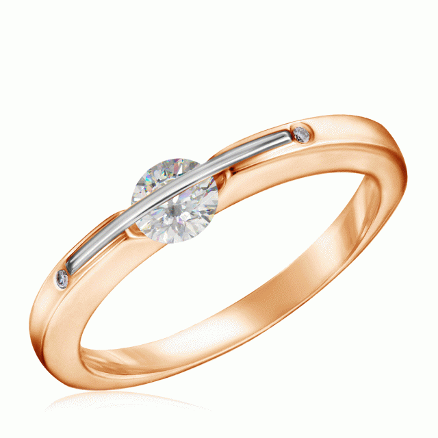 Помолвочное кольцо из красного золота "Танцующий бриллиант" (047779)