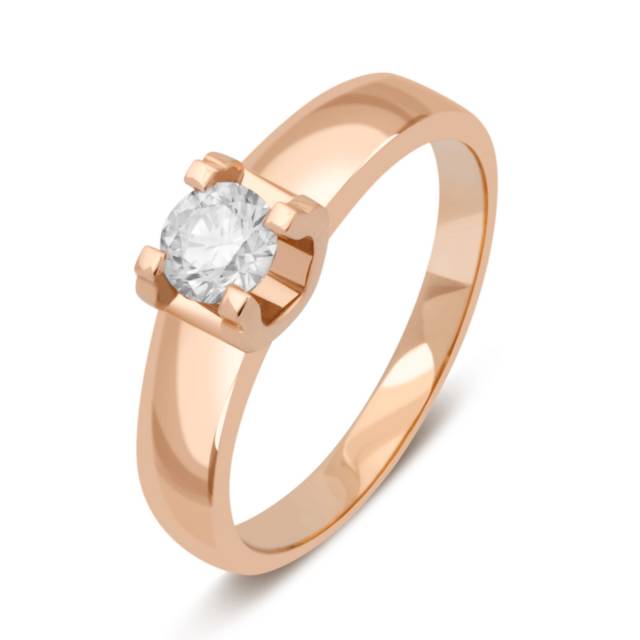 Помолвочное кольцо из красного золота с бриллиантом (046675)