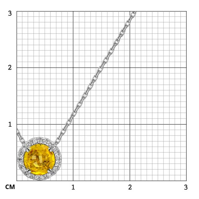 Колье из белого золота с бриллиантами и жёлтым сапфиром (052537)