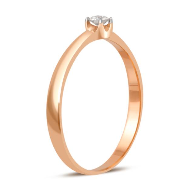 Помолвочное кольцо из красного золота с бриллиантом (032758)