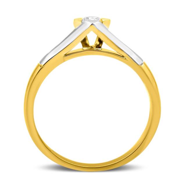 Помолвочное кольцо из комбинированного золота с бриллиантом (025668)