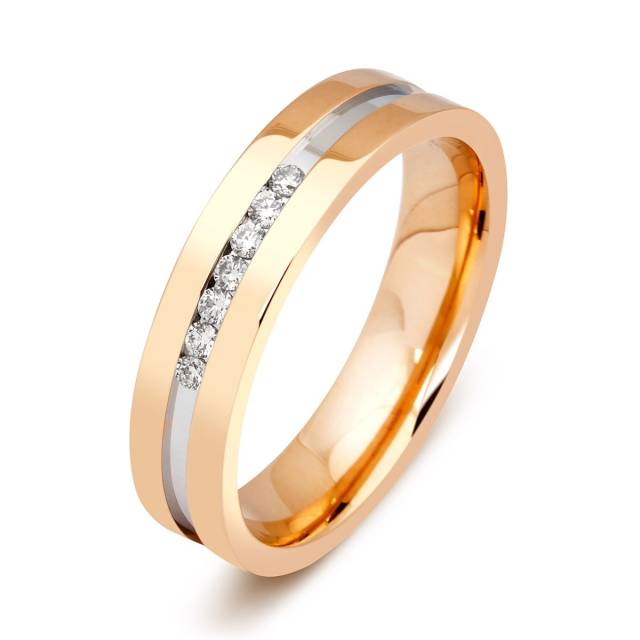 Обручальное кольцо из красного золота с бриллиантами TIAMO (000654)