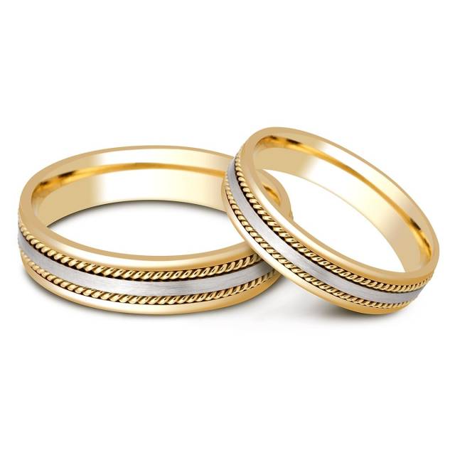 Обручальное кольцо из комбинированного золота (000263)