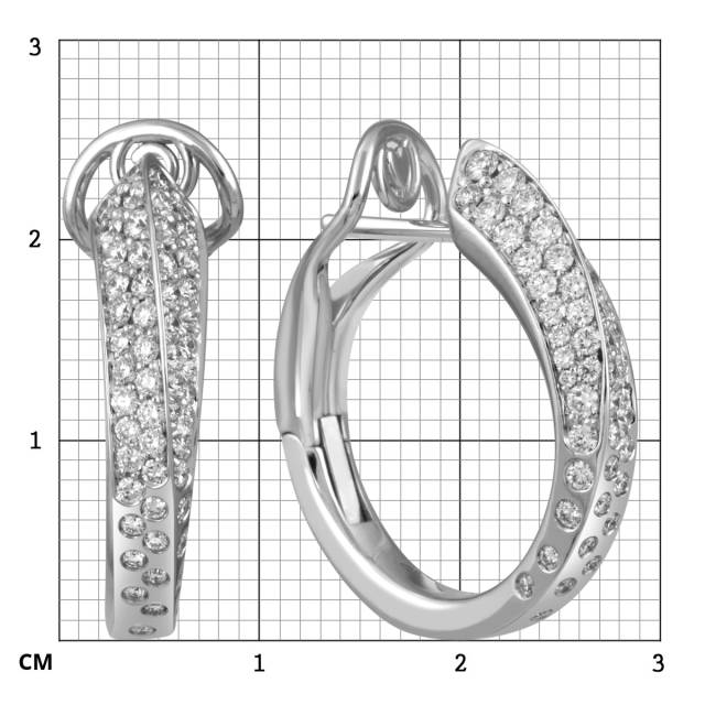 Серьги конго из белого золота с бриллиантами "Crivelli" (054102)