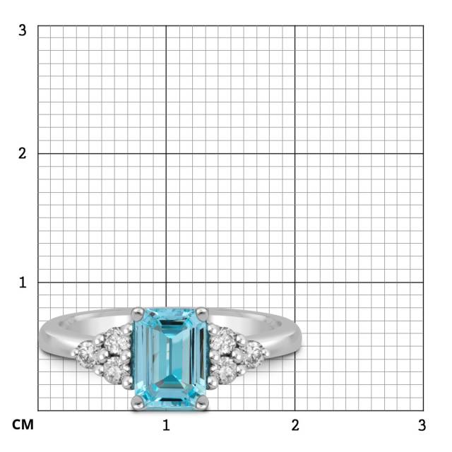 Кольцо из белого золота с бриллиантами и аквамарином (052054)