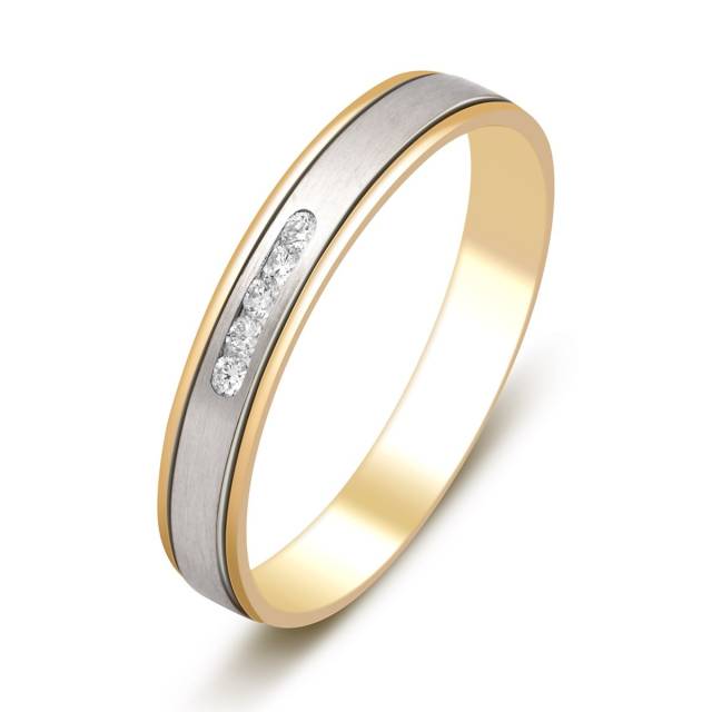 Обручальное кольцо из комбинированного золота с бриллиантами (000207)
