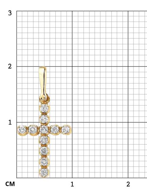 Кулон крест из жёлтого золота с бриллиантами (034847)