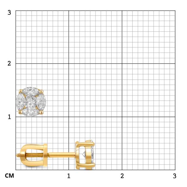 Серьги пусеты из жёлтого золота с бриллиантами (048473)