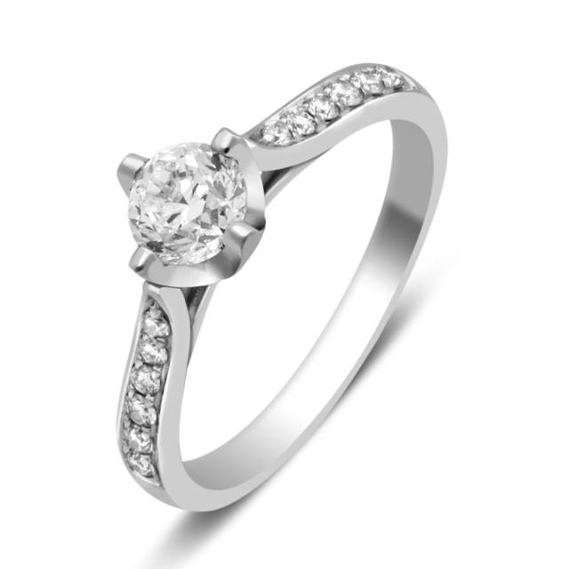 Помолвочное кольцо из платины с бриллиантами (049667)