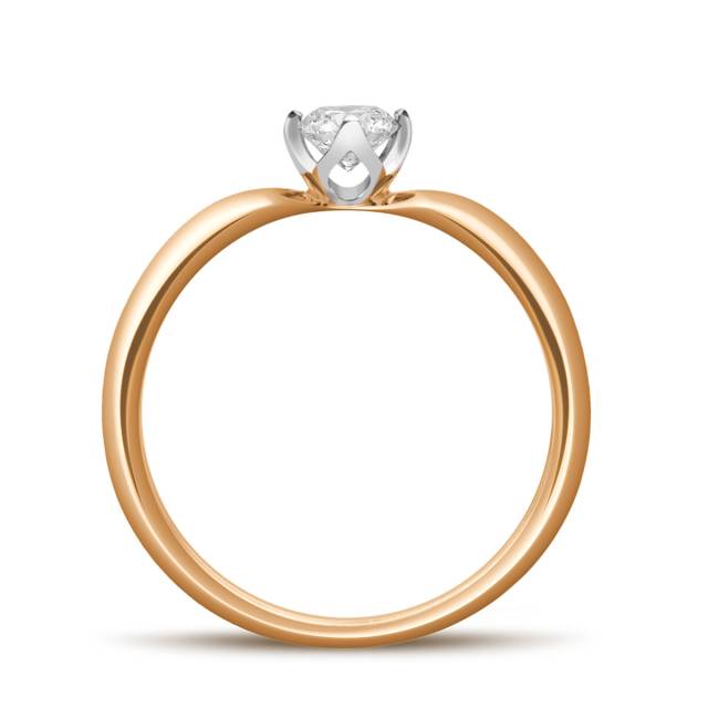 Помолвочное кольцо из комбинированного золота с бриллиантом (042939)
