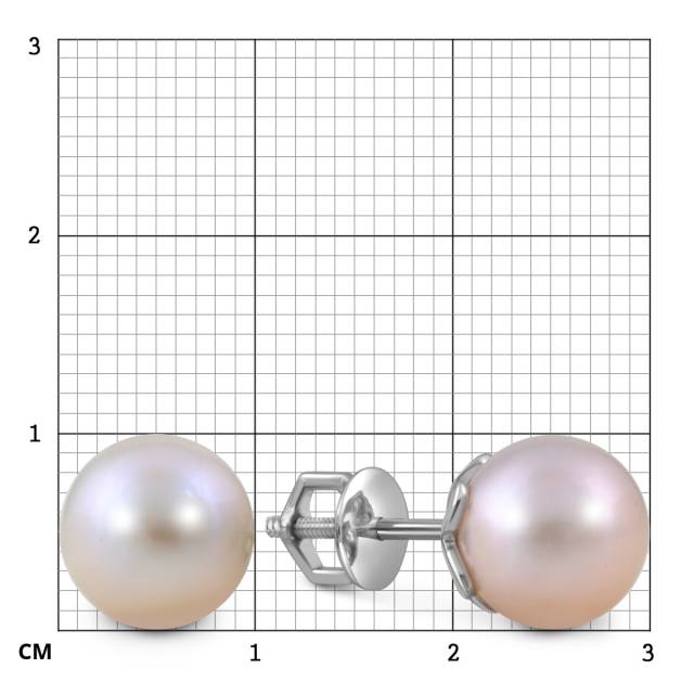 Серьги пусеты из белого золота с жемчугом (055168)