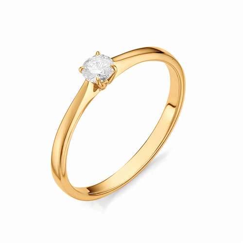 Помолвочное кольцо из красного золота с бриллиантом (031314)