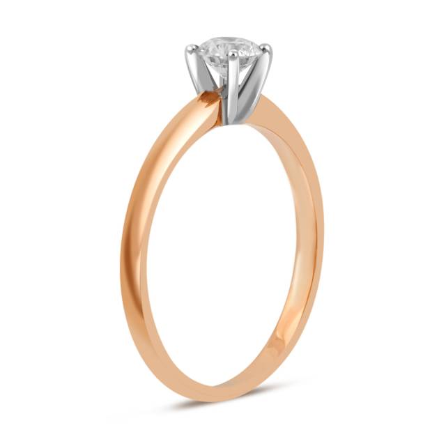 Помолвочное кольцо из комбинированного золота с бриллиантом (042943)