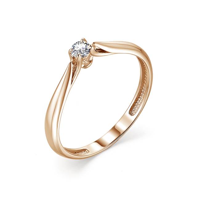 Помолвочное кольцо из красного золота с бриллиантом (050292)