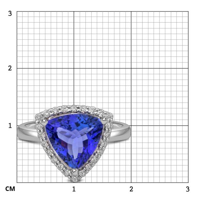 Кольцо из белого золота с бриллиантами и танзанитом (055103)
