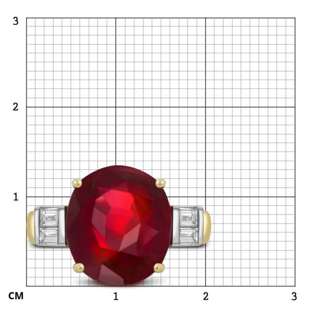 Кольцо из жёлтого золота с бриллиантами и рубином (047625)