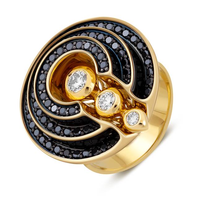 Кольцо из жёлтого золота с бриллиантами (047714)
