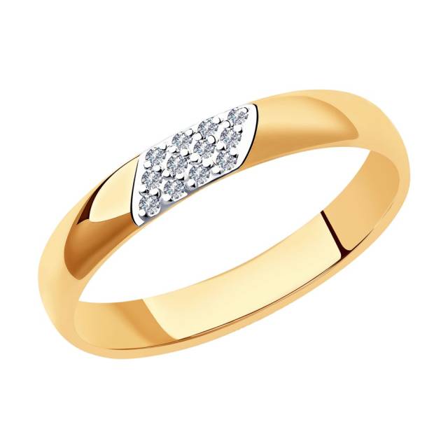 Кольцо из красного золота с бриллиантами (048580)