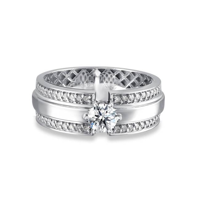 Помолвочное кольцо из белого золота с бриллиантами (051486)