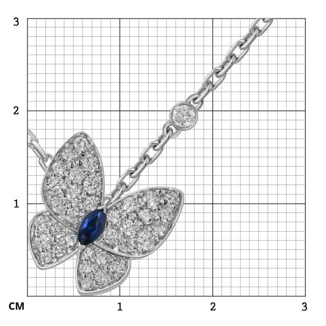 Колье из белого золота с бриллиантами и сапфиром "Бабочки" (055148)
