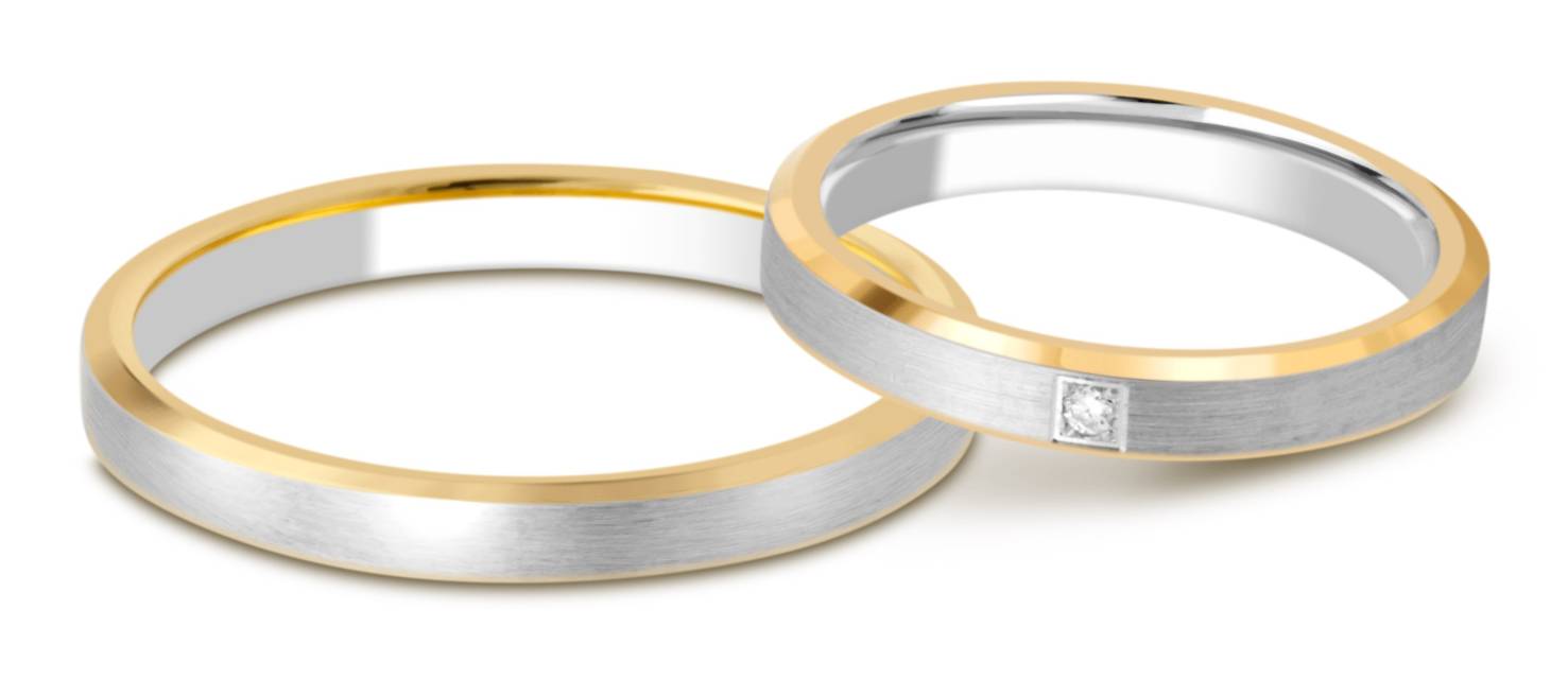 Обручальное кольцо из комбинированного золота с бриллиантом (028731)