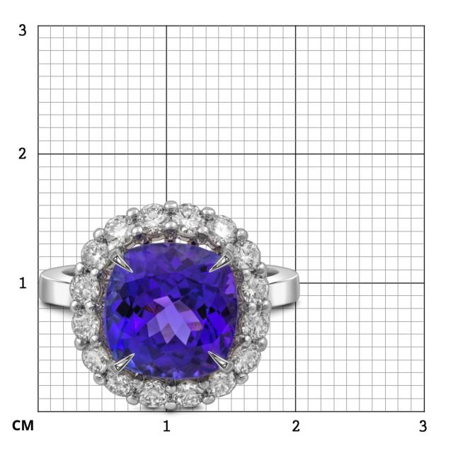 Кольцо из белого золота с бриллиантами и танзанитом (055104)