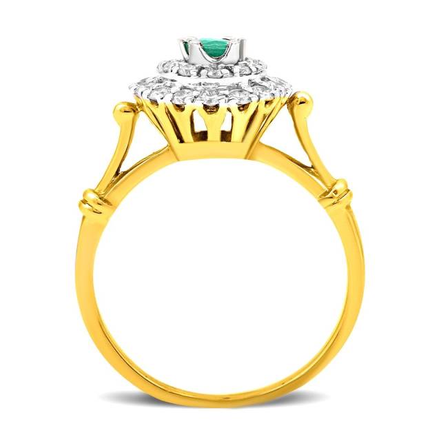 Кольцо из комбинированного золота с бриллиантами и изумрудом (018513)