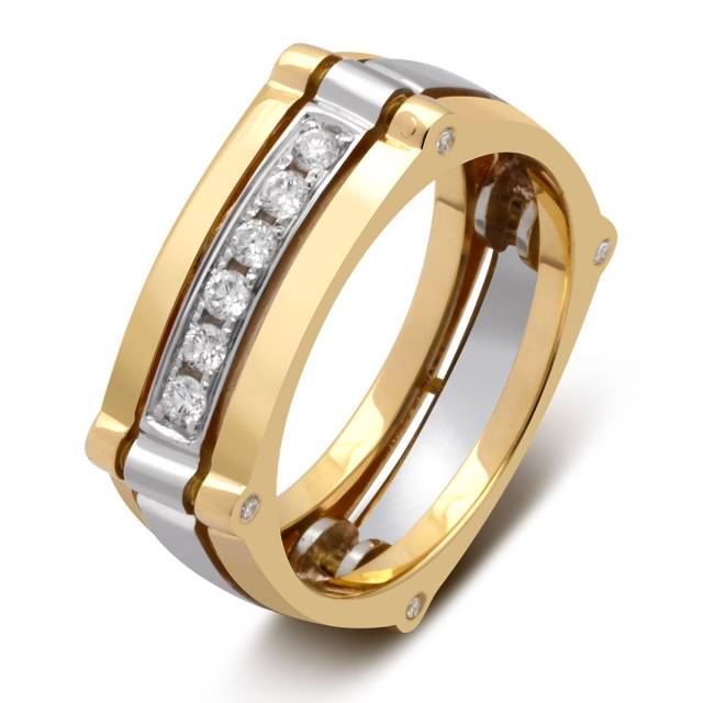 Обручальное кольцо из комбинированного золота с бриллиантами (027684)