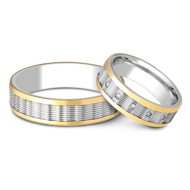 Обручальное кольцо из комбинированного золота с бриллиантами Tiamo (014958)