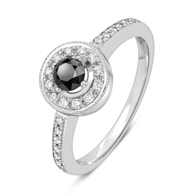 Помолвочное кольцо из белого золота с бриллиантами (046242)