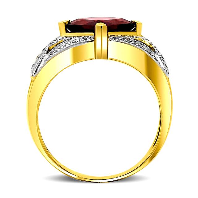 Кольцо из комбинированного золота с бриллиантами и гранатом (021110)