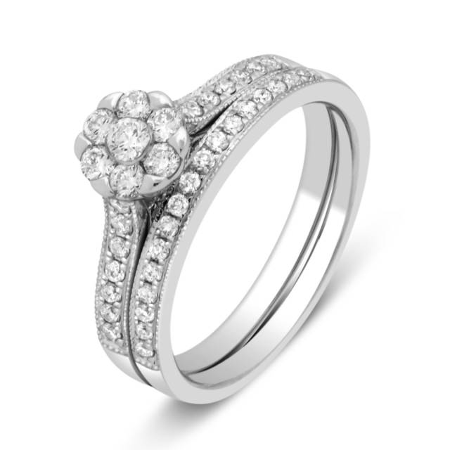 Обручальное кольцо из белого золота с бриллиантами (046056)