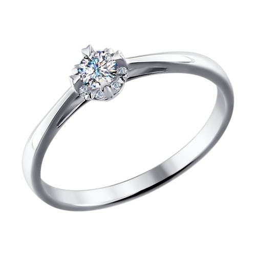 Помолвочное кольцо из белого золота с бриллиантами (027877)