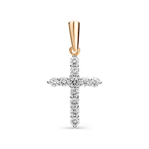 Кулон крест из комбинированного золота с бриллиантами (043517)