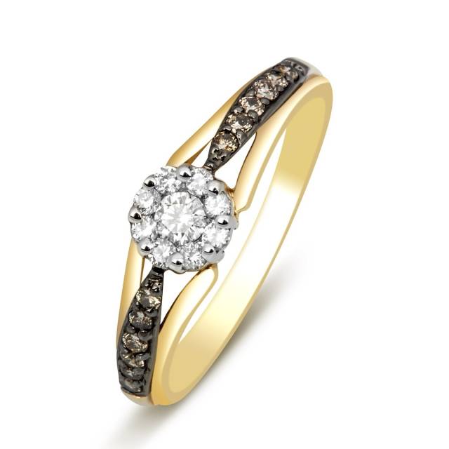 Кольцо из желтого золота с бриллиантами (001138)