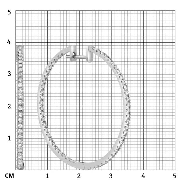 Серьги конго из белого золота с бриллиантами (046732)