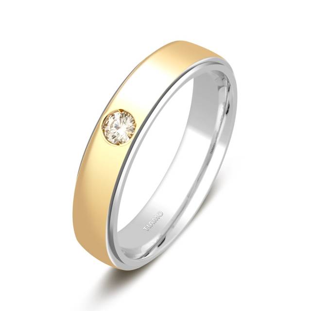 Обручальное кольцо из комбинированного золота с бриллиантом TIAMO (000659)