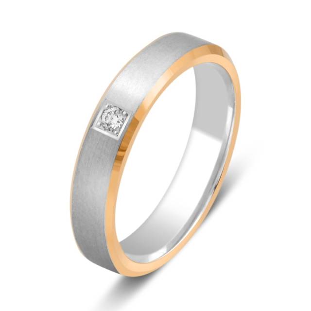 Обручальное кольцо из комбинированного золота с бриллиантом (028786)
