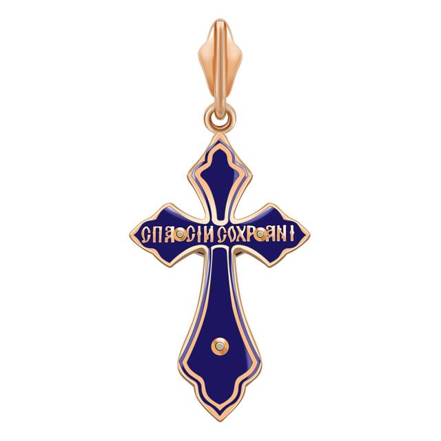 Кулон крест из красного золота с с эмалью (038548)