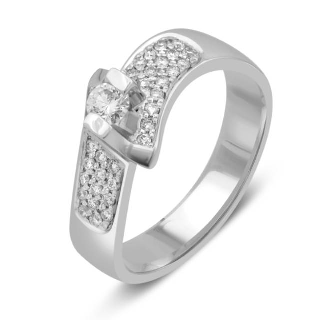 Помолвочное кольцо из белого золота с бриллиантами (029380)