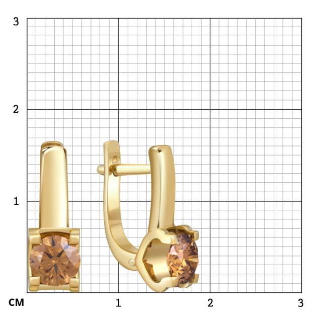 Серьги из белого золота с коньячными бриллиантами  (052894)