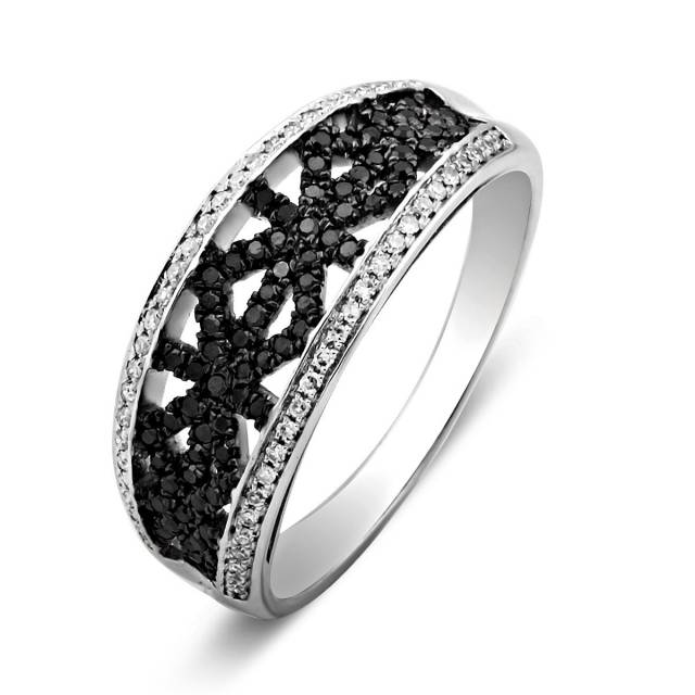 Кольцо из белого золота с бриллиантами (010737)